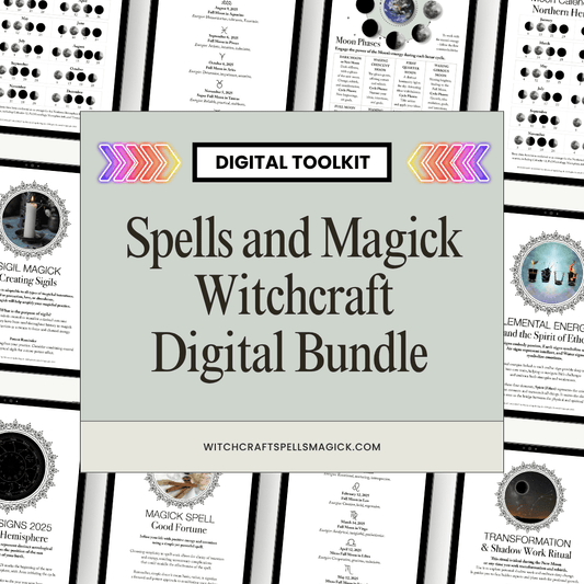 Spells and Magick Digital Witchcraft Bundle + Book of Shadows Guide