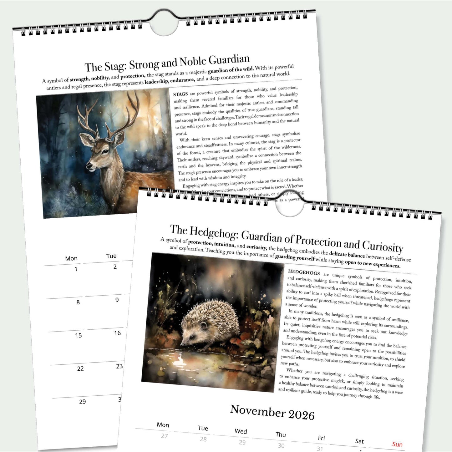 2026 Witch Familiars Calendar – Spirit Animal Guides for Every Month