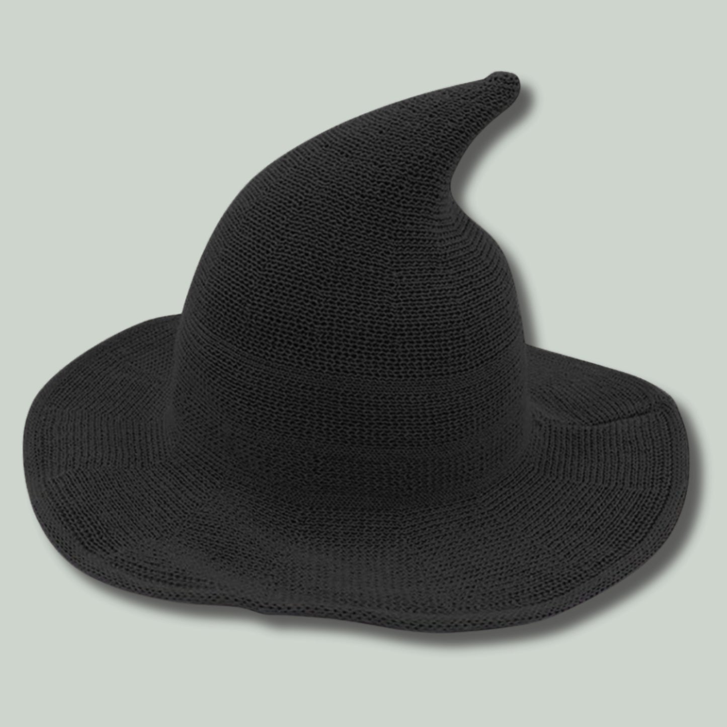 All-Season Witch Hat front view – A versatile witch hat made from a durable wool blend fabric, perfect for all seasons. In Black.