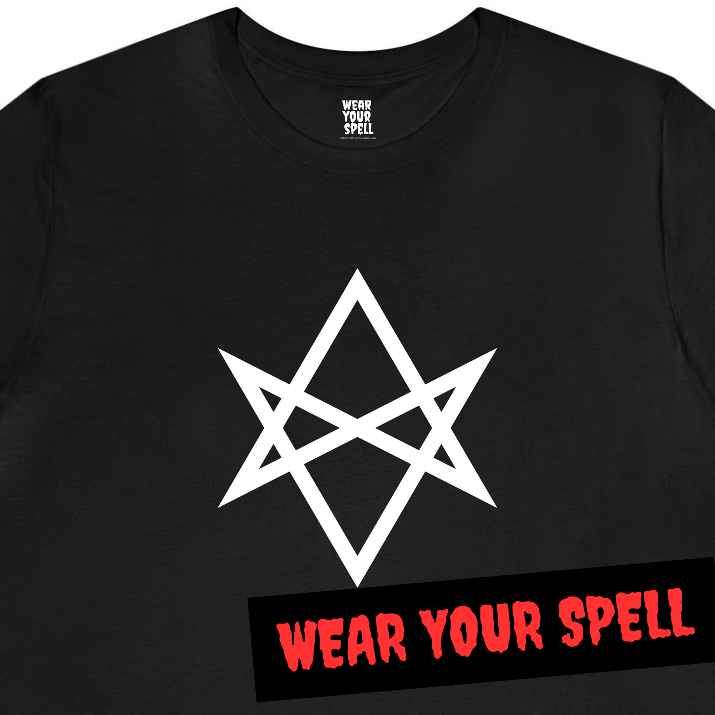 WEAR YOUR SPELL Witch T-shirt. Ward Off Negativity Spell. Magickal correspondence: Hexagram Sigil, Black Obsidian & Rosemary