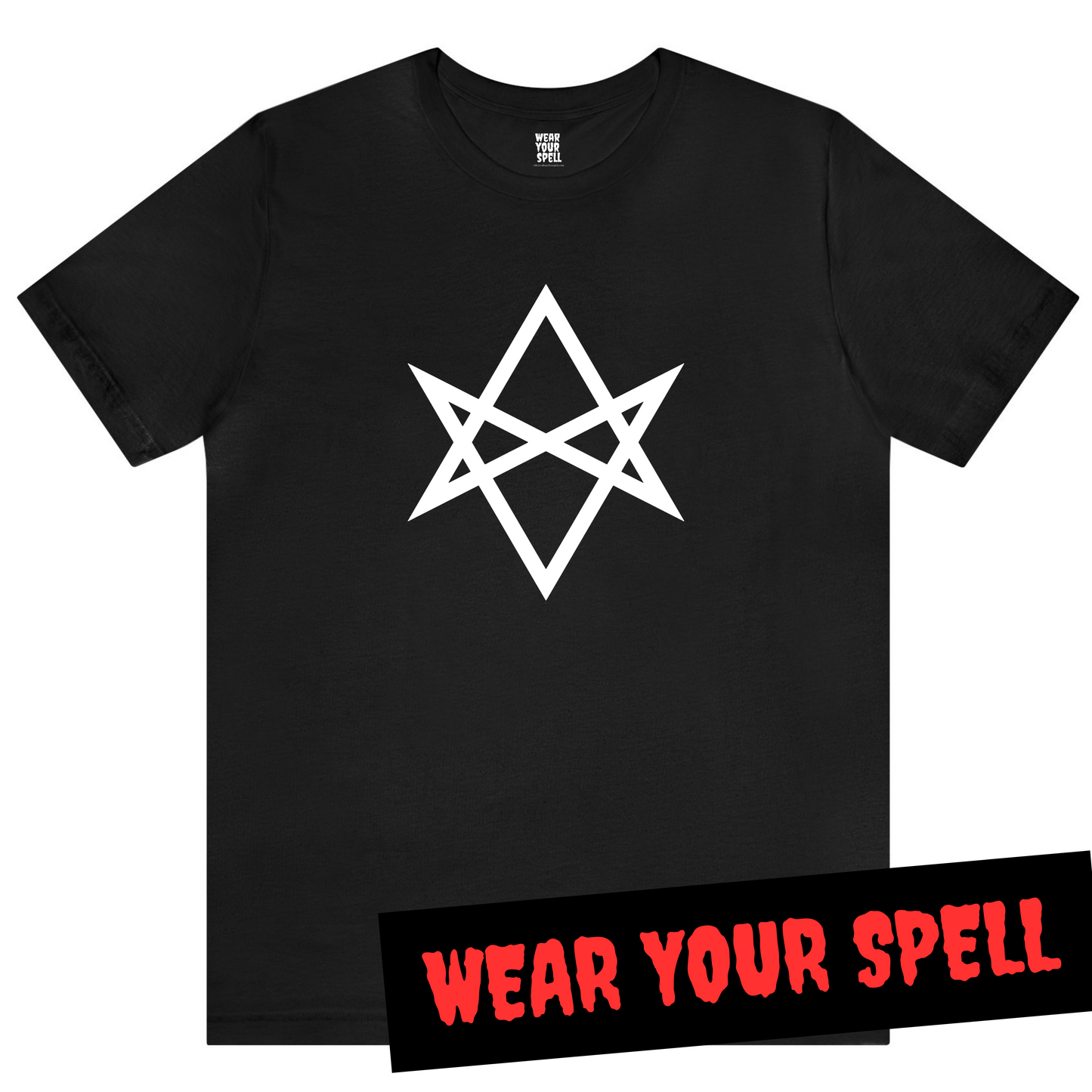 WEAR YOUR SPELL Witch T-shirt. Ward Off Negativity Spell. Magickal correspondence: Hexagram Sigil, Black Obsidian & Rosemary