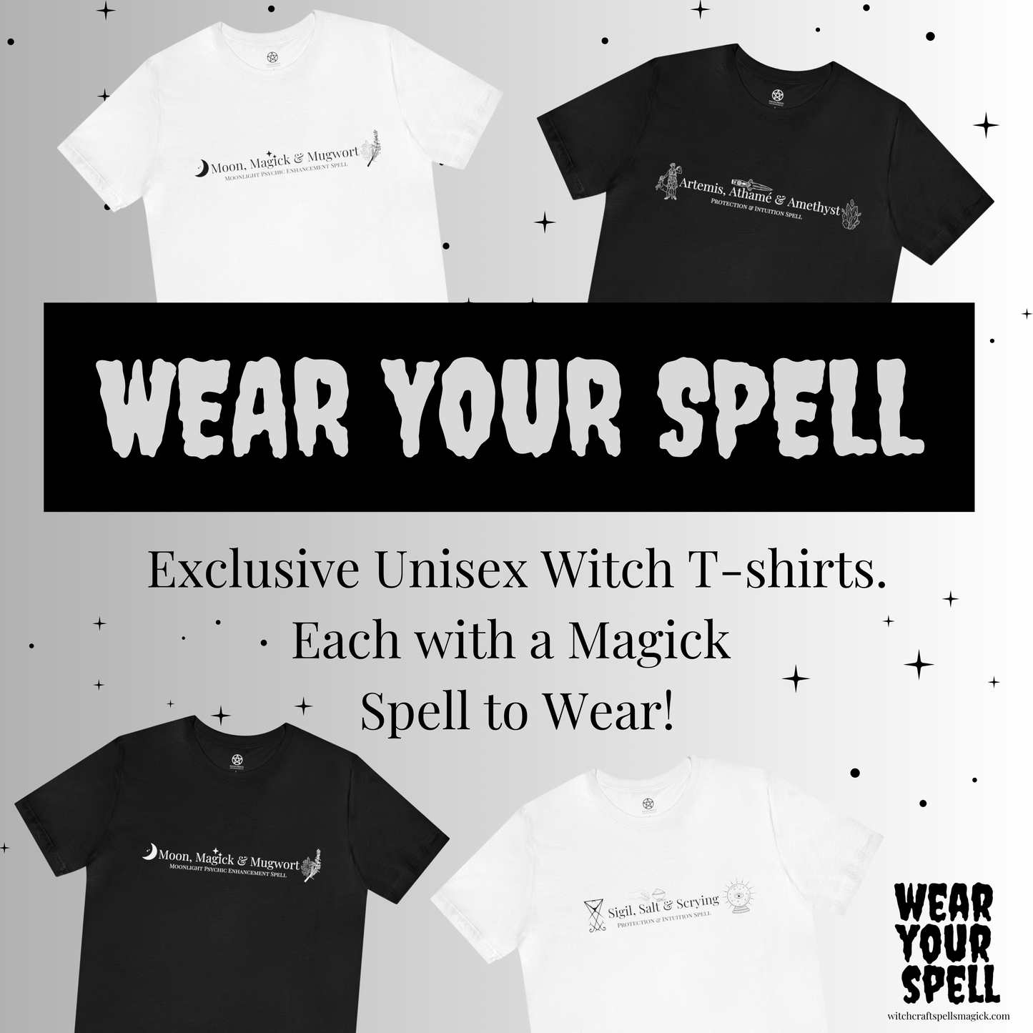 WEAR YOUR SPELL Witch T-shirt. Cauldron of Transformation Spell. Magickal correspondences: Cauldron, White Candle & Lavender
