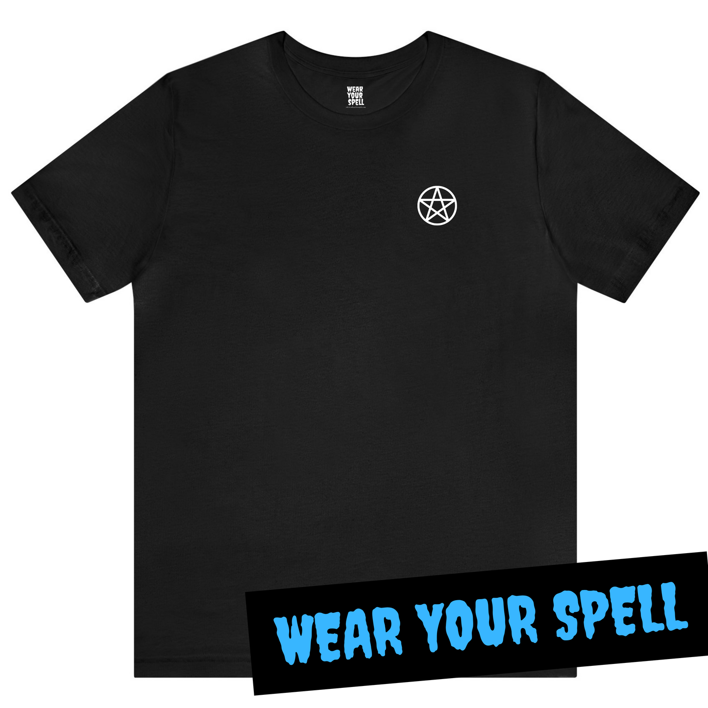 WEAR YOUR SPELL Witch T-shirt. Spell of True Self. Magickal correspondences: Pentagram, Quartz & Chamomile