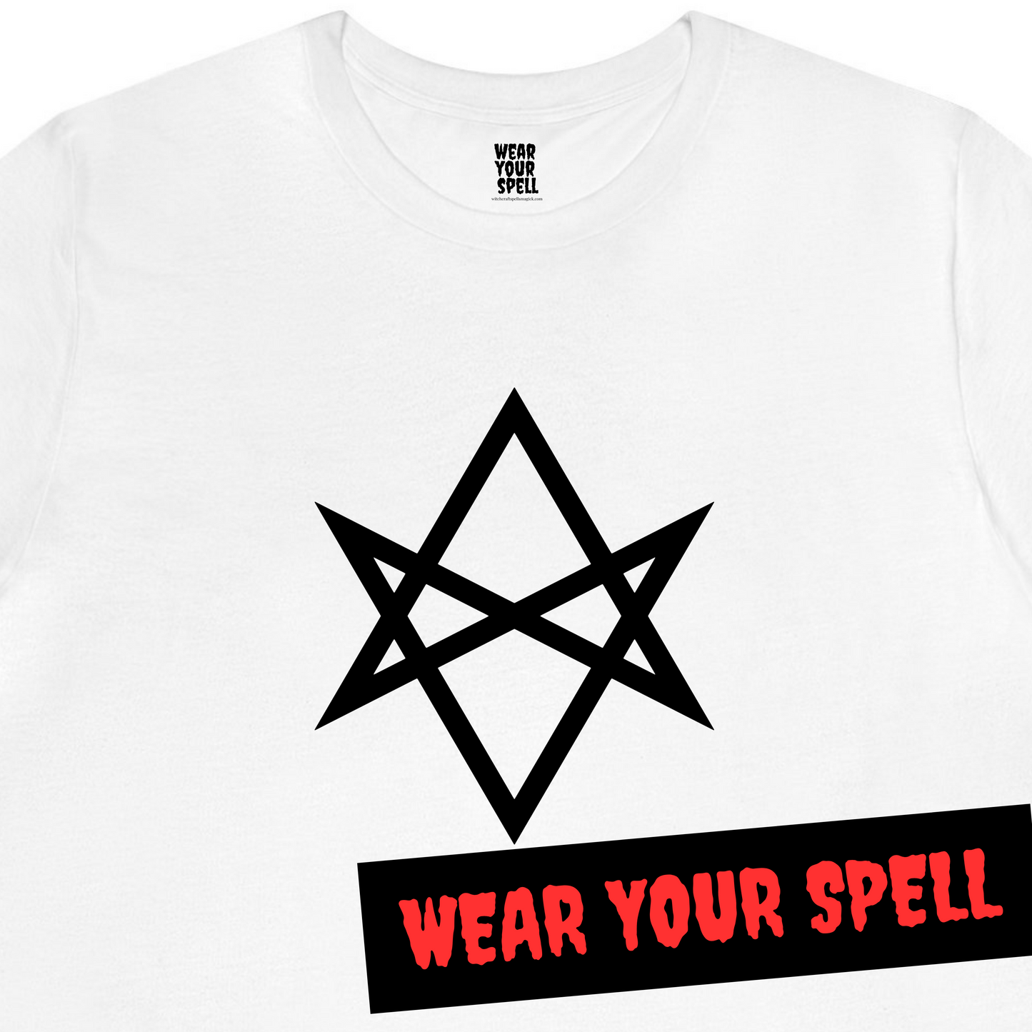 WEAR YOUR SPELL Witch T-shirt. Ward Off Negativity Spell. Magickal correspondence: Hexagram Sigil, Black Obsidian & Rosemary