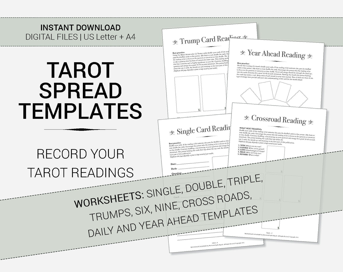 Simple Tarot Examples Download Bundle - Learn Tarot - Quick Start Tarot Spreads - Tarot Card ...