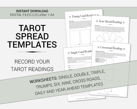 Download Bundle - Learn Tarot - Quick Start Tarot Spreads - Tarot Card Spread Templates